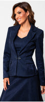 Lucy Tailored Jacquard Blazer in Midnight Blue