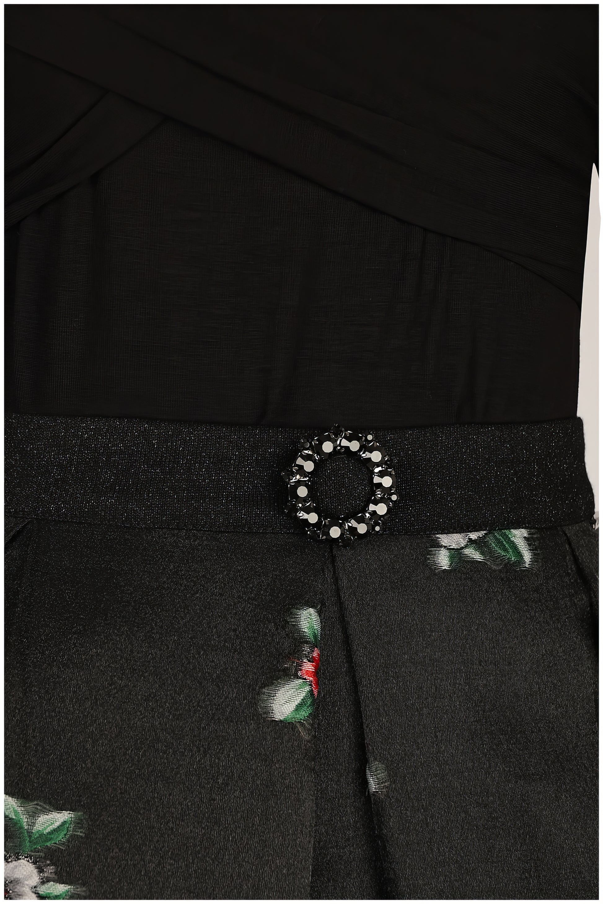 Regina Embroidered Midi Skirt in Noir Garden