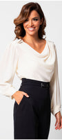 Lucy Draped Blouse in Ivory