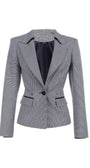Elena Houndstooth Tailored Blazer from Luna Fashion House in classic pattern with structured fit and single button closure