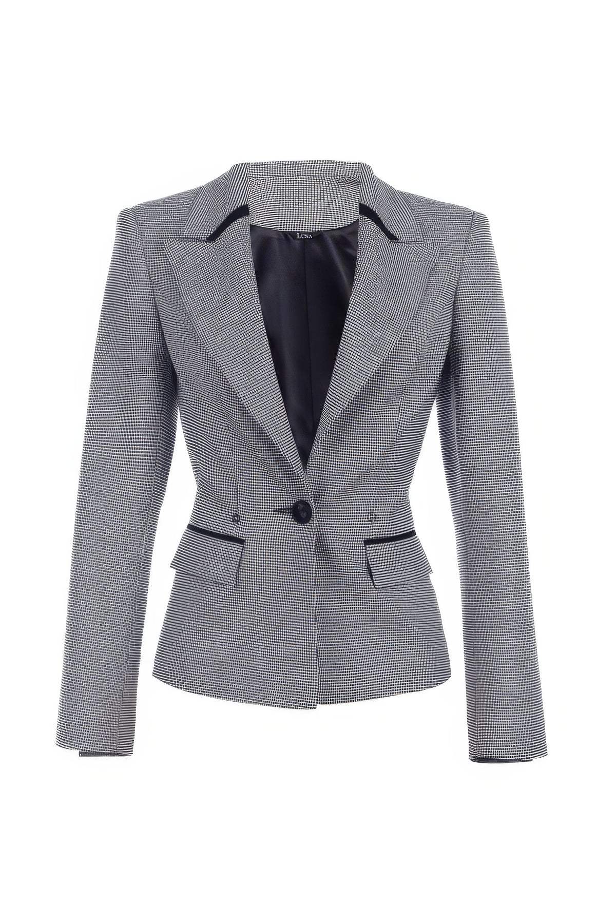 Elena Houndstooth Tailored Blazer from Luna Fashion House in classic pattern with structured fit and single button closure