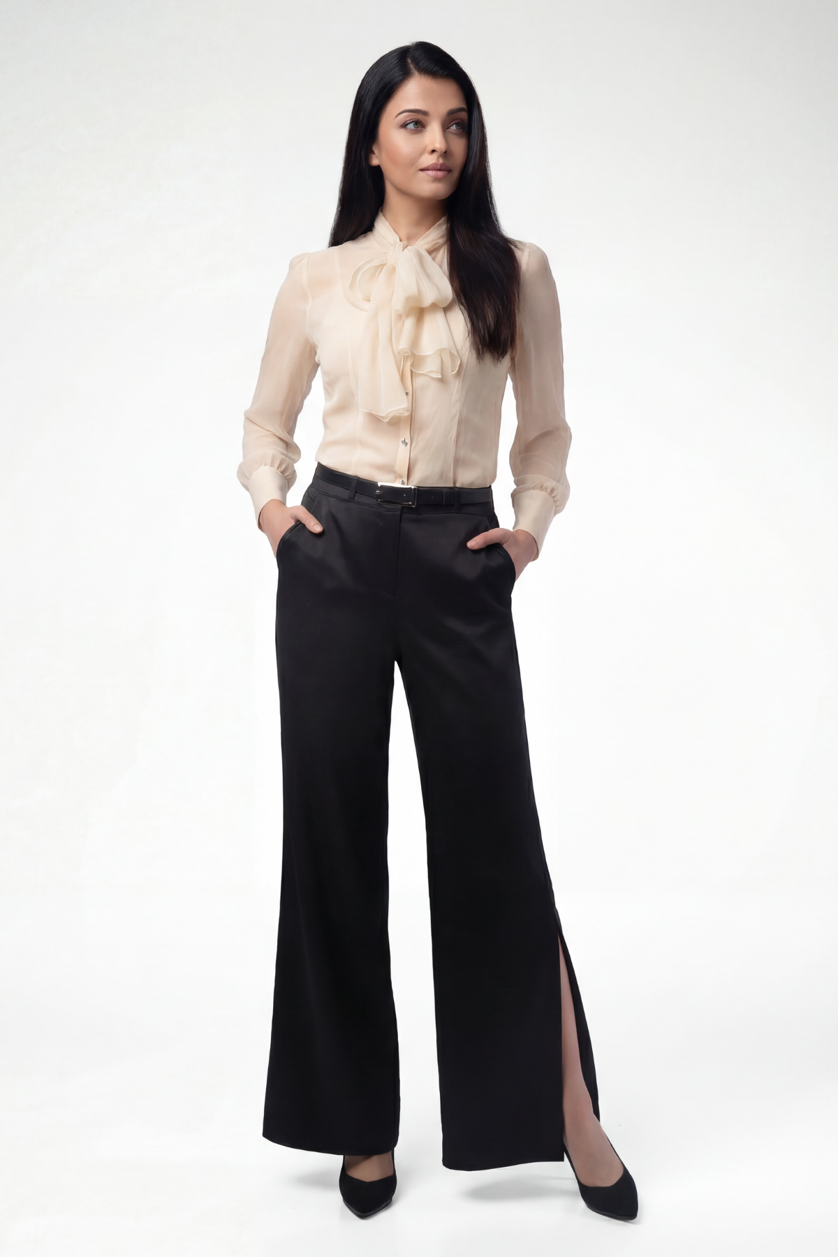 Emilia Bow Tie Blouse in Ivory