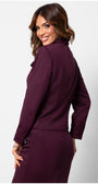Burgundy Tailored Lace Blazer, Jody. Back view on the model.