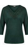 Jody Elegant Lace Blouse in Midnight Green. Top. Tailored fit.
