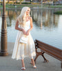 Nela Midi Dress in Ivory. Midi dress. Tailored silhouette.