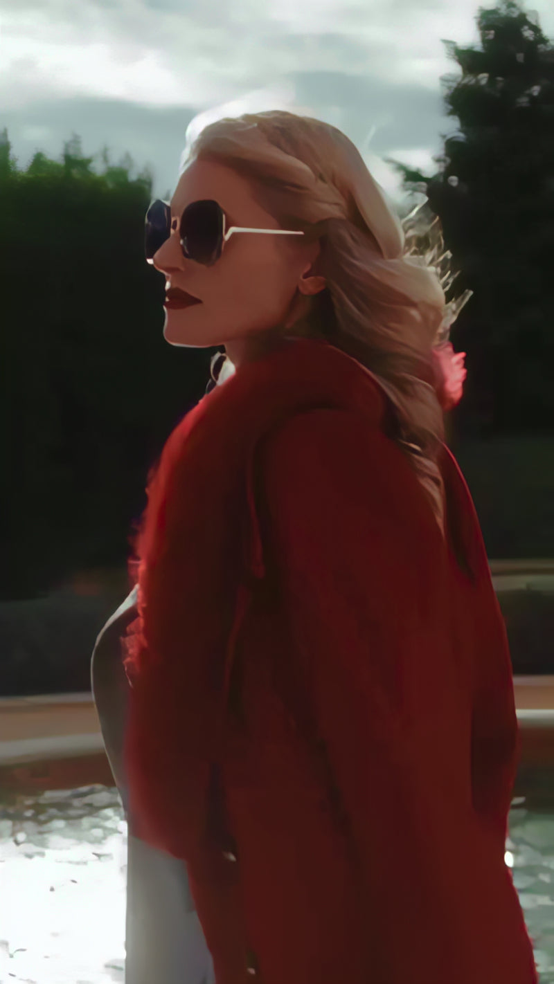 Red Wool Coat with Faux-Fur Collar, Selina. Video. The red wool coat with its faux fur collar.